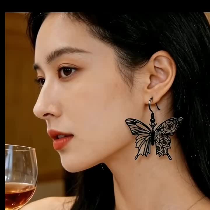 Gothic Rose Butterfly Hollow Earrings — Versatile Gift